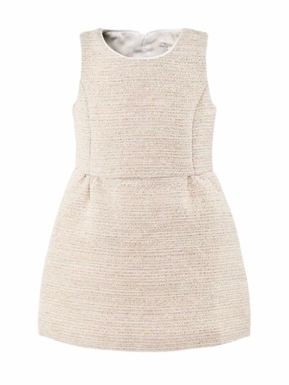 Chloe Girls Tweed Dress, Cream/Off-white/Gold, Size 6Y